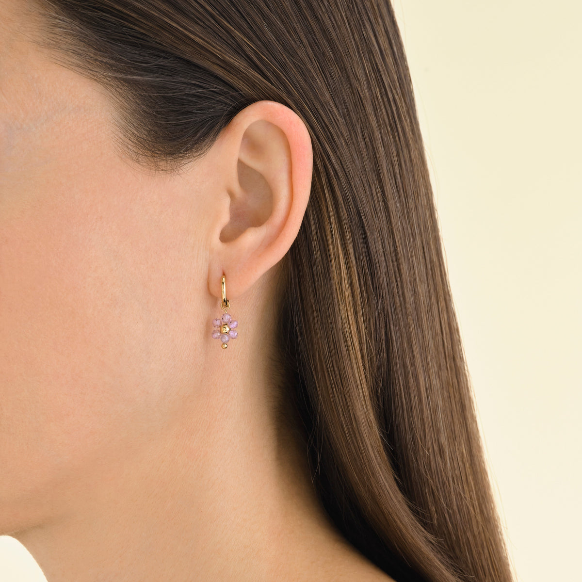 Boucle d'oreille fleur rose leftcolumn