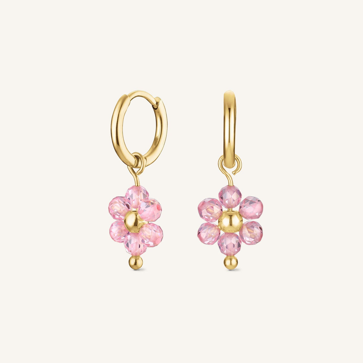 Boucle d'oreille fleur rose leftcolumn