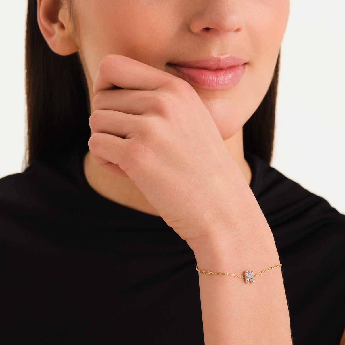 Bracelet lettre K avec cristaux leftcolumn