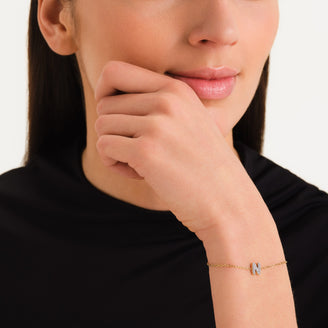Bracelet lettre N avec cristaux leftcolumn
