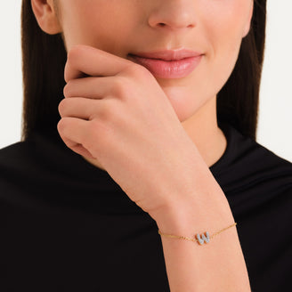 Bracelet lettre W avec cristaux leftcolumn