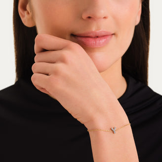 Bracelet lettre Y avec cristaux leftcolumn