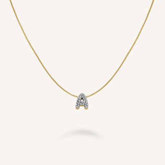 Collier lettre A avec cristaux leftcolumn
