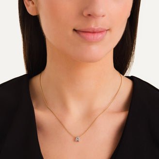 Collier lettre A avec cristaux leftcolumn