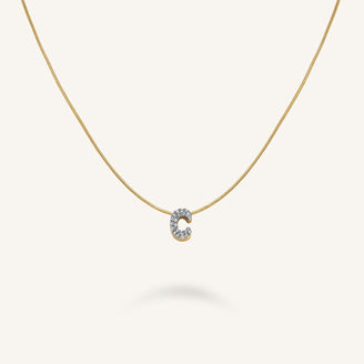 Collier lettre C avec cristaux leftcolumn