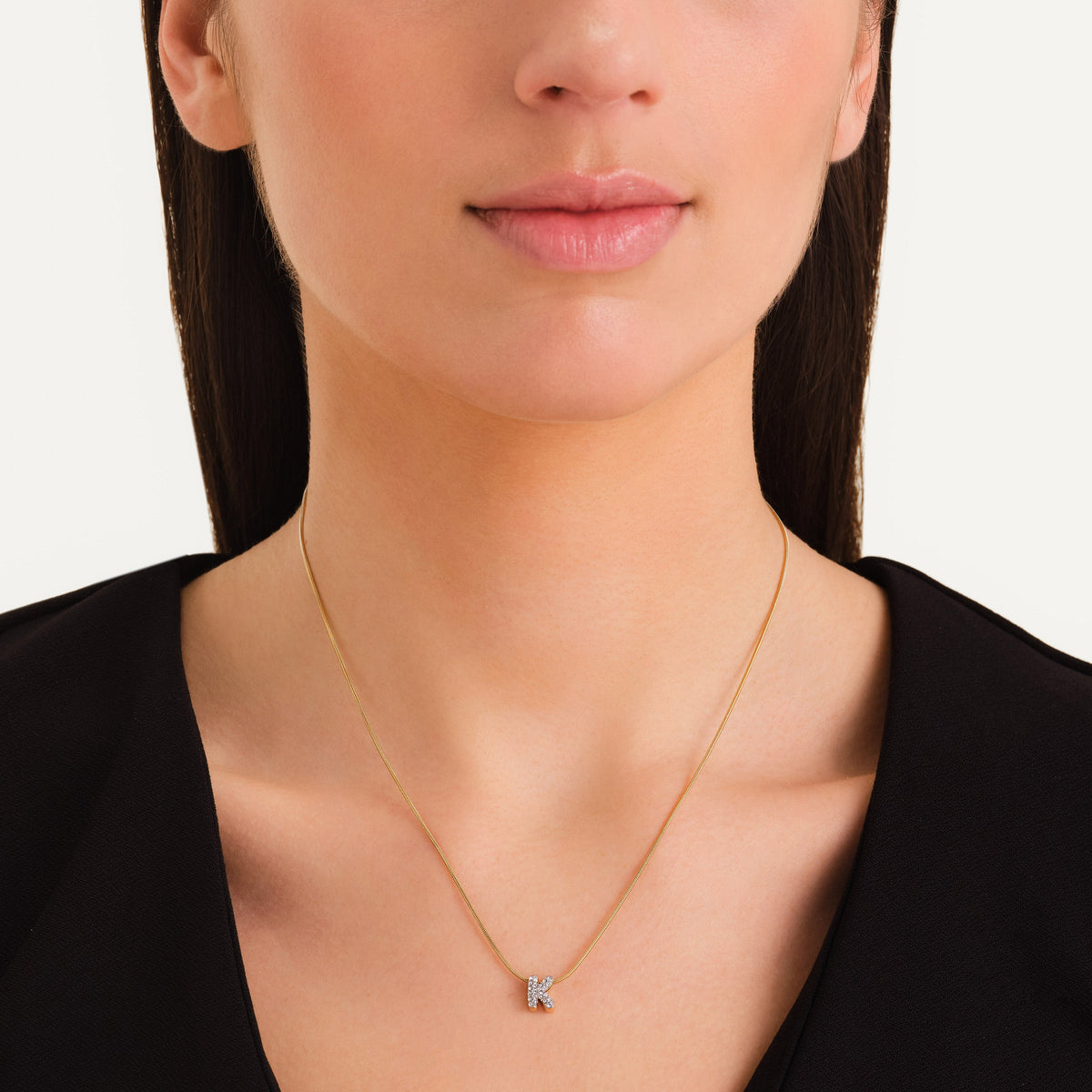 Collier lettre K avec cristaux leftcolumn