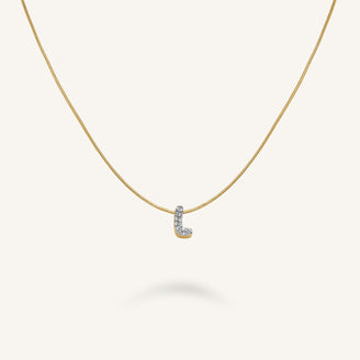 Collier lettre L avec cristaux leftcolumn