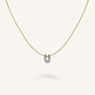 Collier lettre U avec cristaux leftcolumn