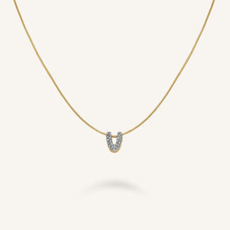 Collier lettre V avec cristaux leftcolumn