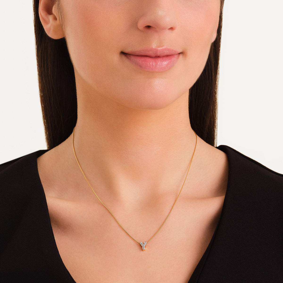 Collier lettre Y avec cristaux leftcolumn